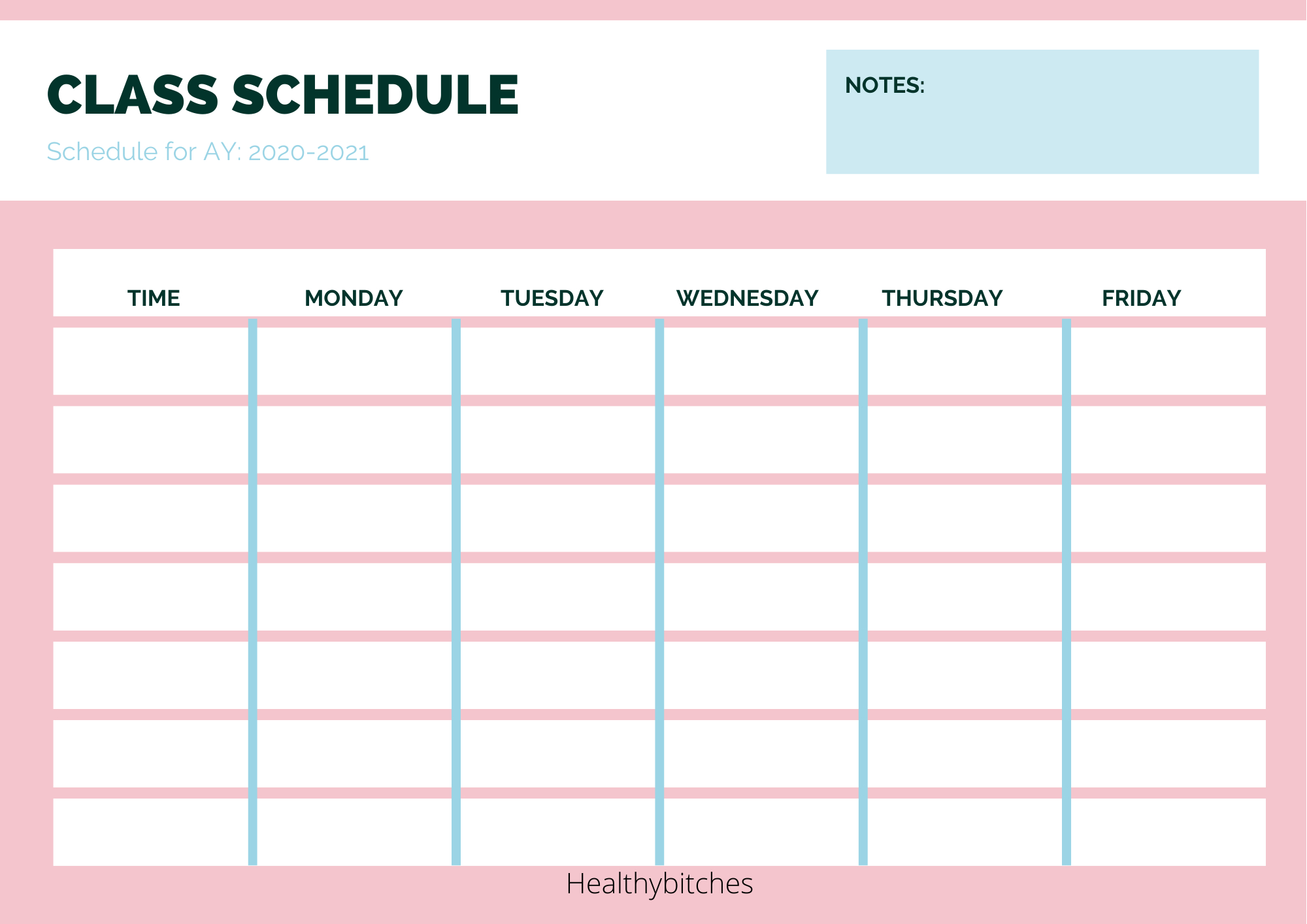 Free Printable Class Schedule Templates For School intended for Printable Class Schedule Template