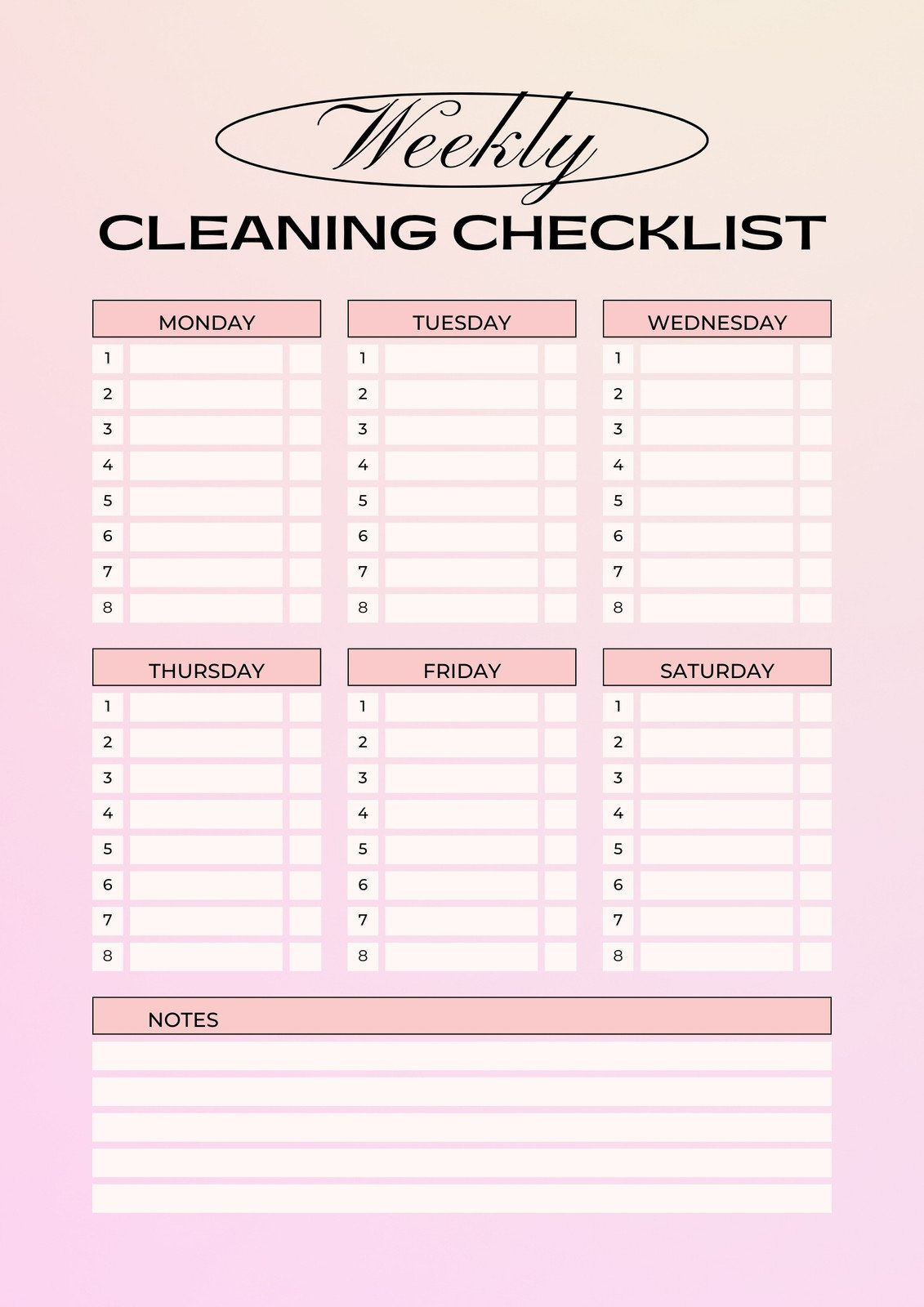 Free Printable Cleaning Checklist Templates | Canva inside Printable Cleaning Schedule Template