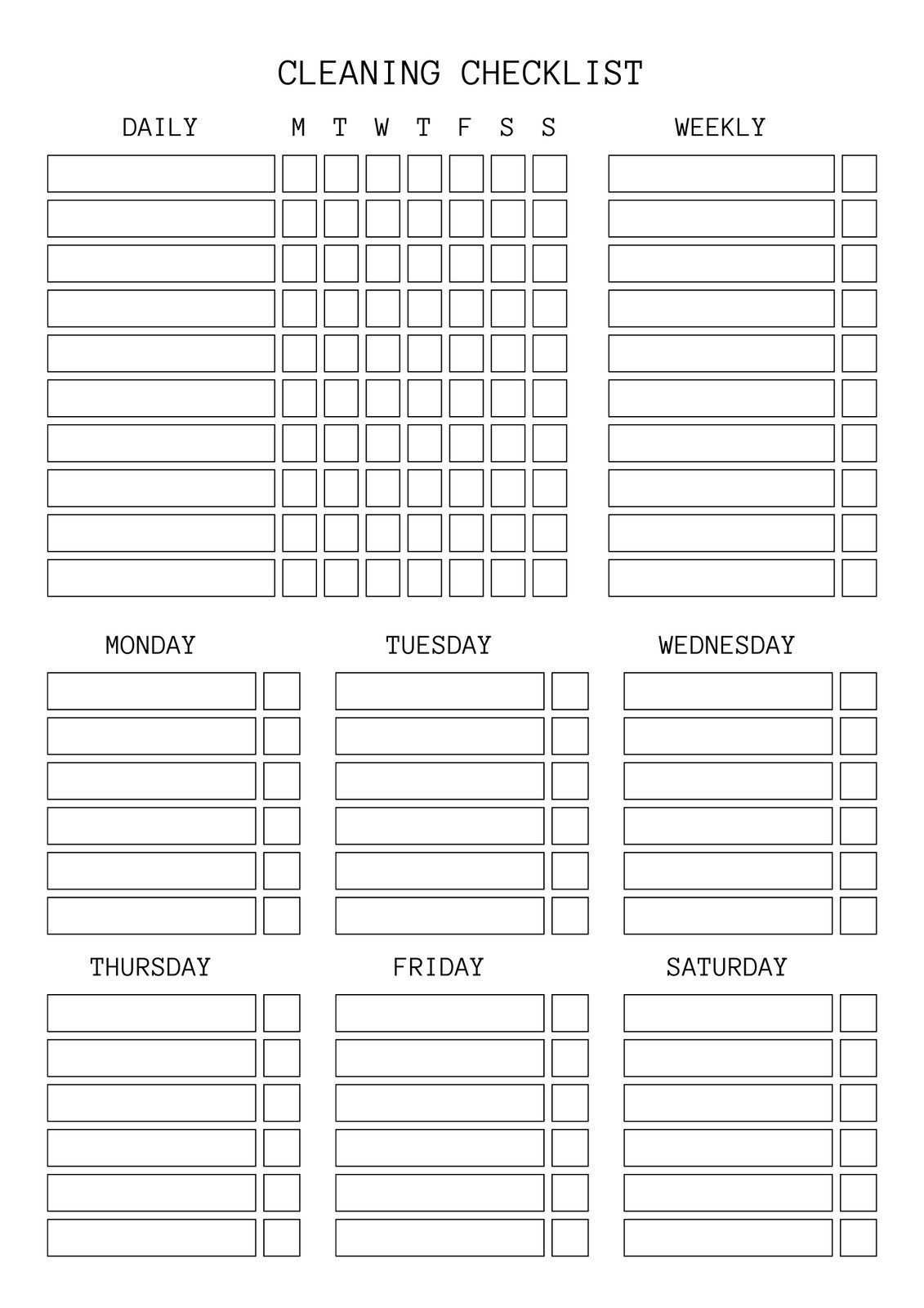 Free Printable Cleaning Checklist Templates | Canva pertaining to Printable House Cleaning Schedule Template