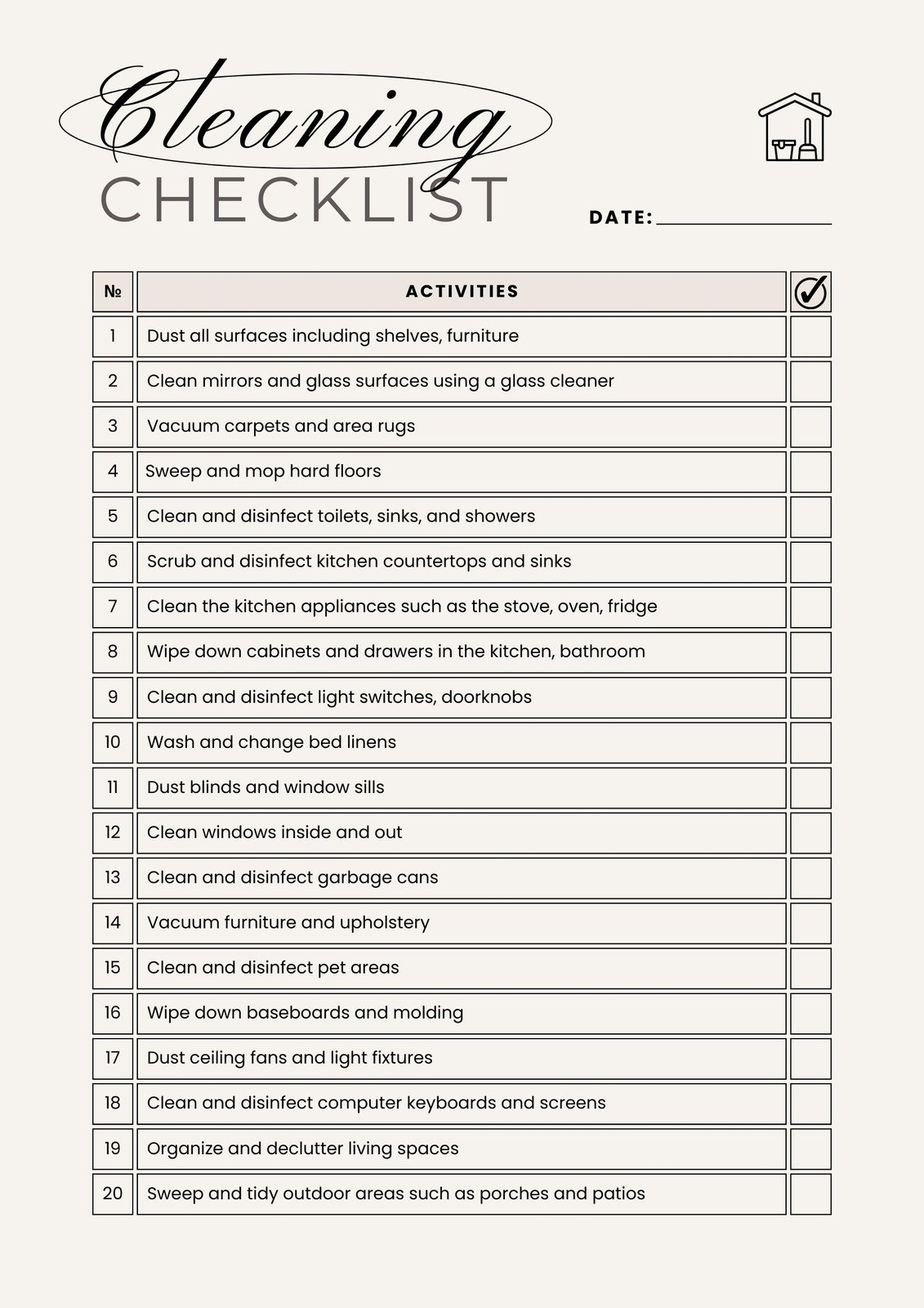 Free Printable Cleaning Checklist Templates | Canva throughout Printable Cleaning Schedule Template