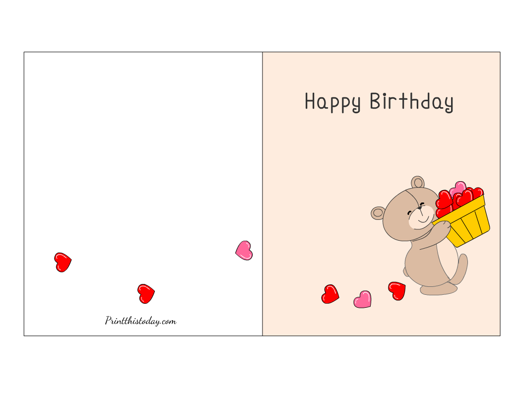 Free Printable Cute Birthday Cards inside Free Birthday Card Template Printable