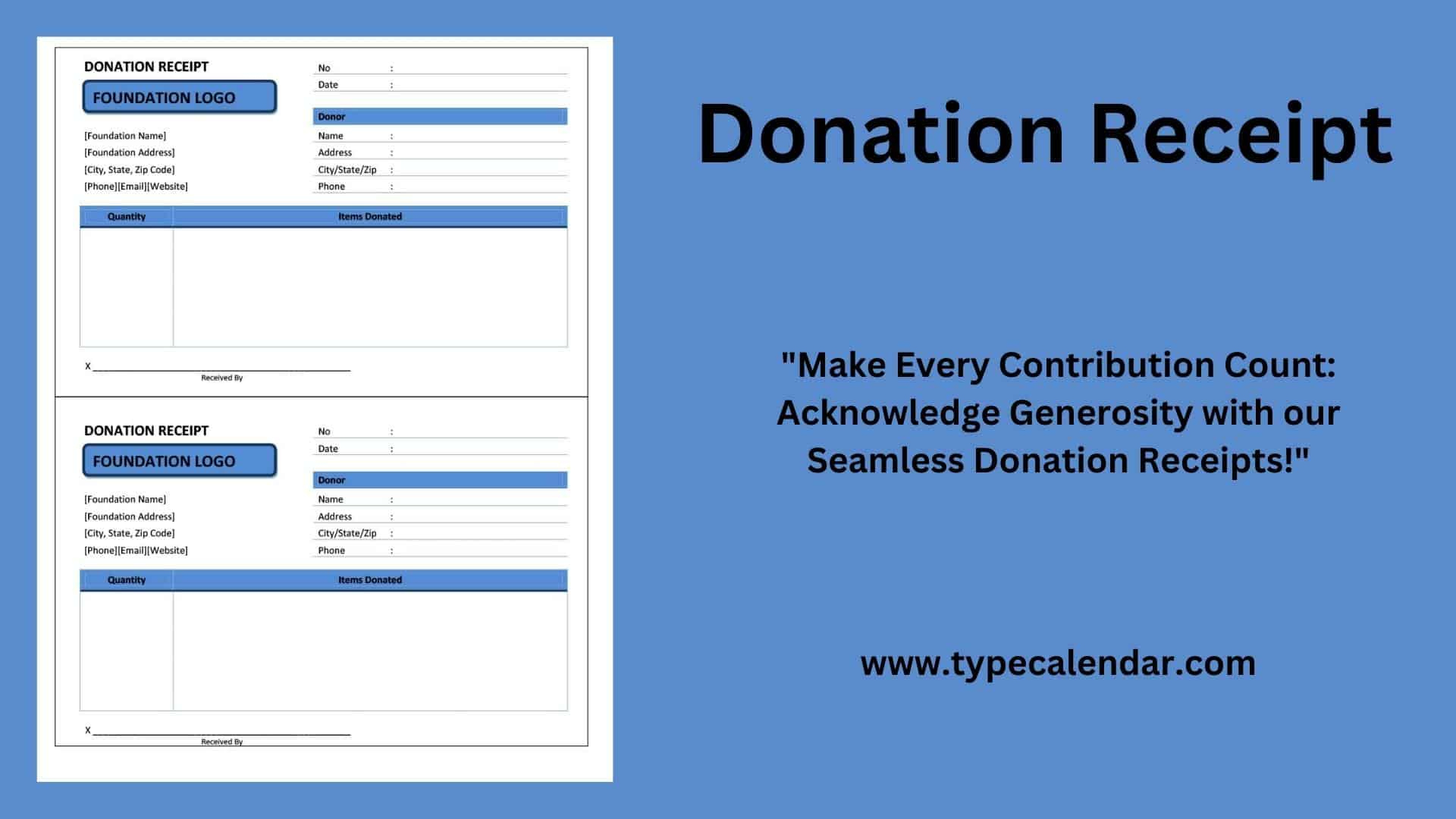 Free Printable Donation Receipt Templates [Pdf, Word, Excel] pertaining to Free Printable Donation Receipt Template