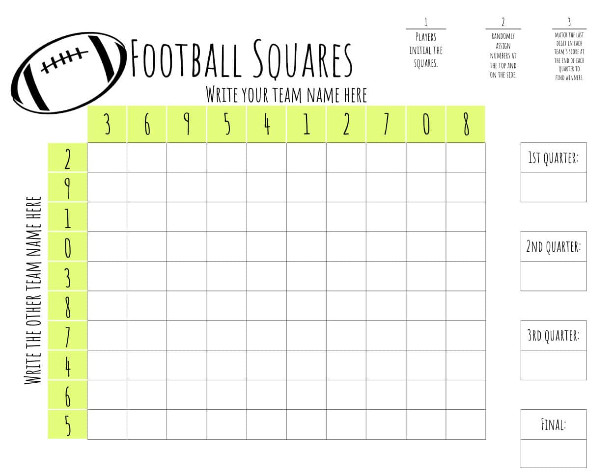 Free Printable Football Squares Template | Lamberts Lately intended for Free Football Template Printable