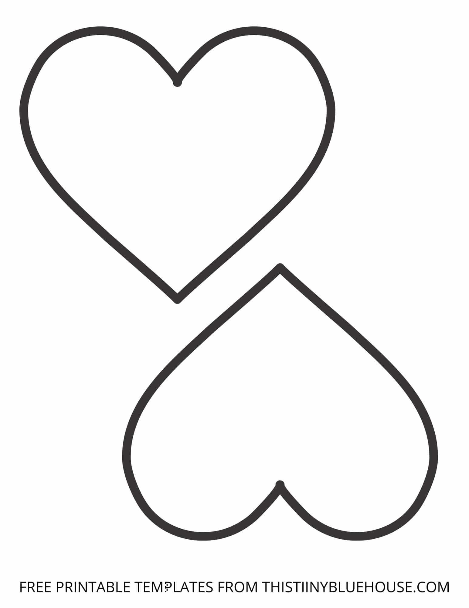 Free Printable Heart Template (6 Sizes Of Heart Outlines Small for Free Heart Templates Printable