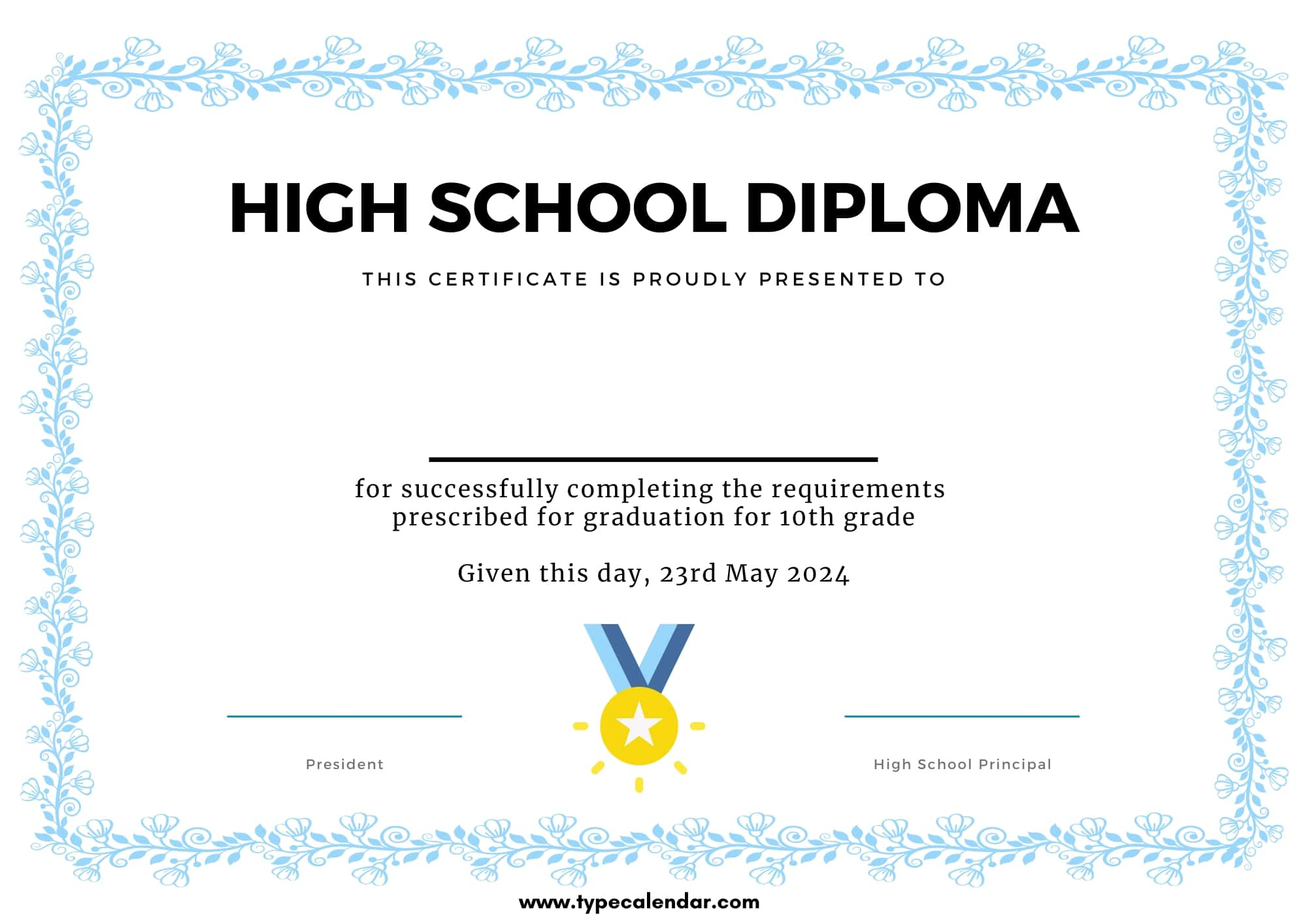 Free Printable High School Diploma Templates [Pdf, Word] With Seal inside Free Printable High School Diploma Template with Seal