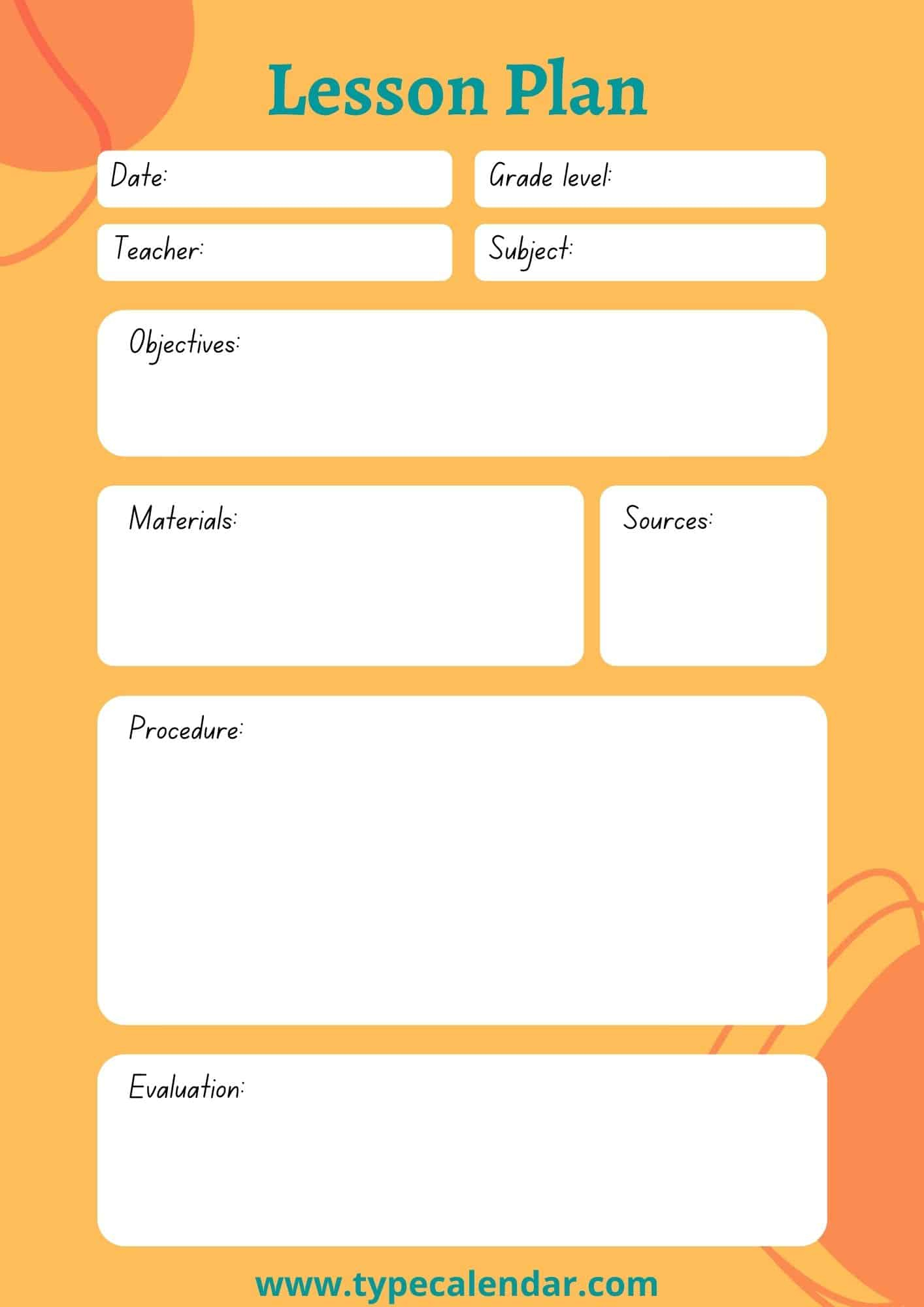 Free Printable Lesson Plan Templates [Pdf, Word] Preschool, Elementary in Free Printable Lesson Plan Template