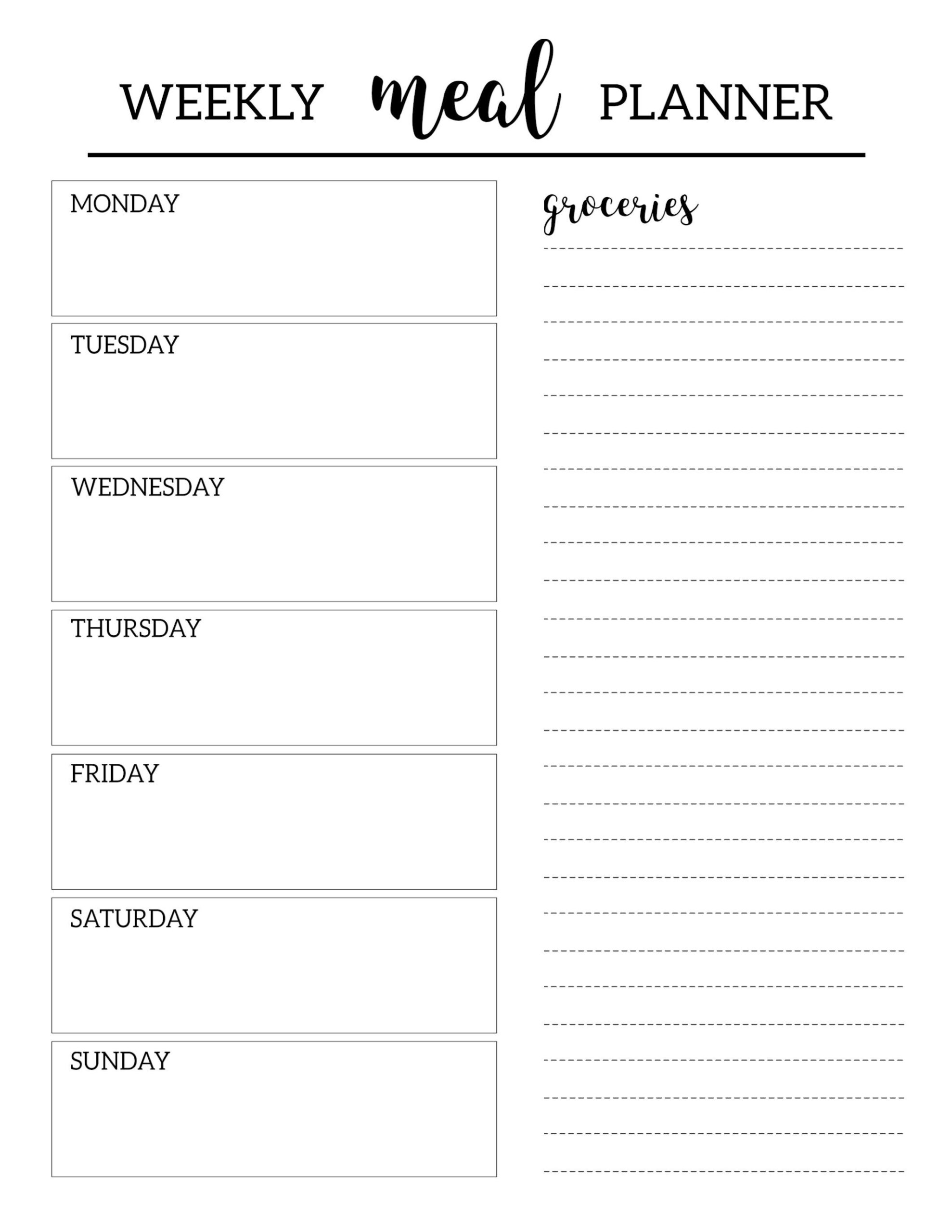 Free Printable Meal Planner Template - Paper Trail Design in Meal Planning Template Printable