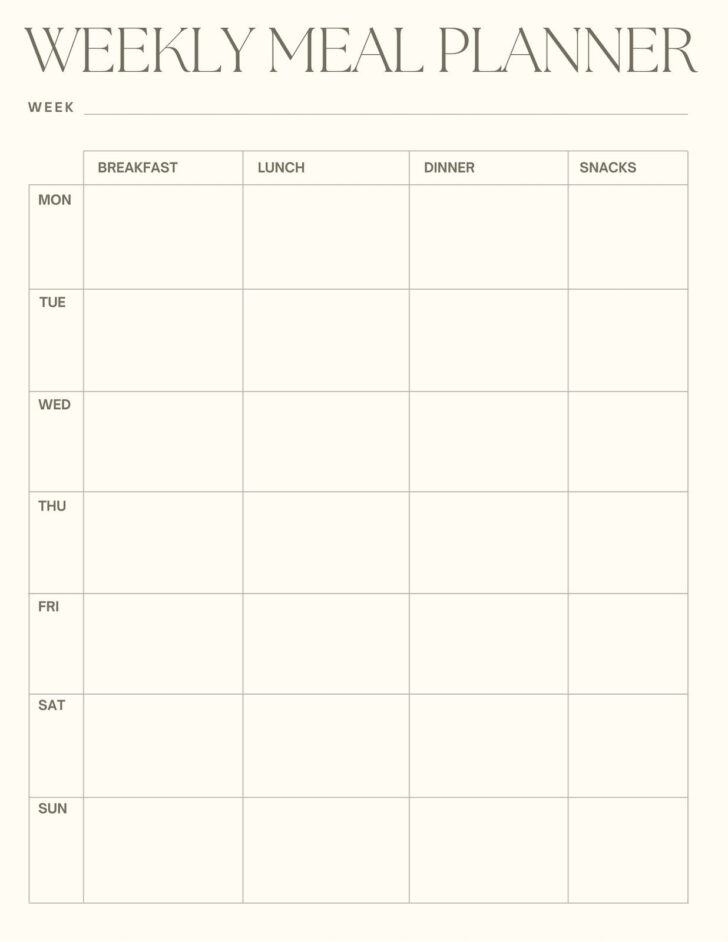 Meal Planning Template Printable