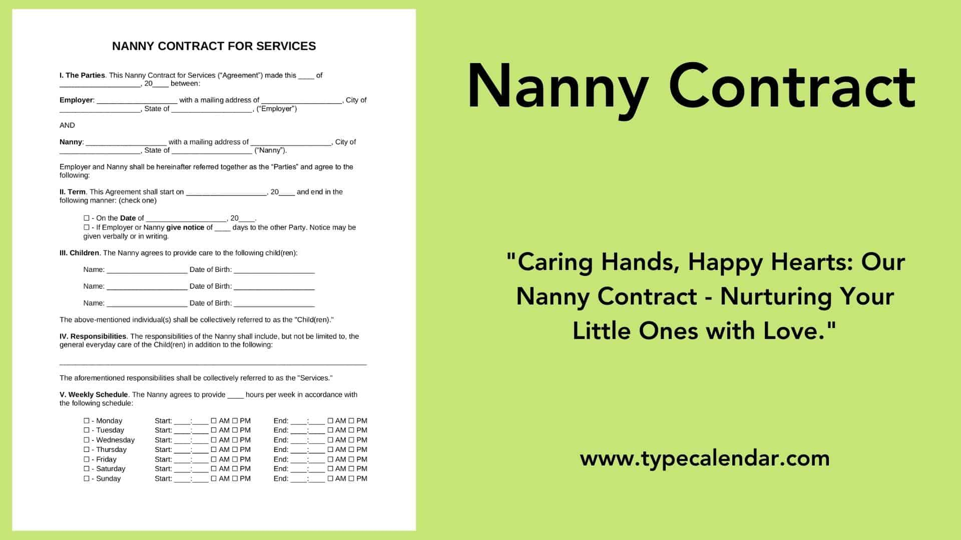 Free Printable Nanny Contract Agreement Templates [Pdf, Word] Sample inside Printable Nanny Contract Template