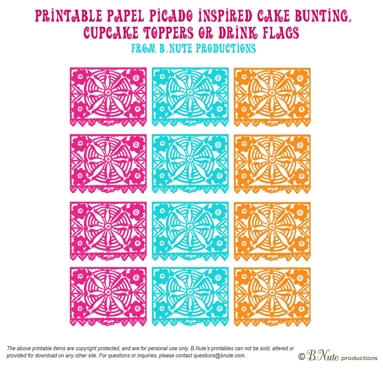 Free Printable Papel Picado Inspired Mini Banner regarding Printable Easy Printable Papel Picado Template