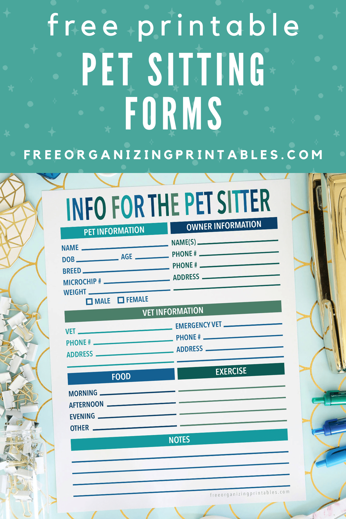 Free Printable Pet Sitting Forms | Free Organizing Printables for Printable Pet Sitting Template