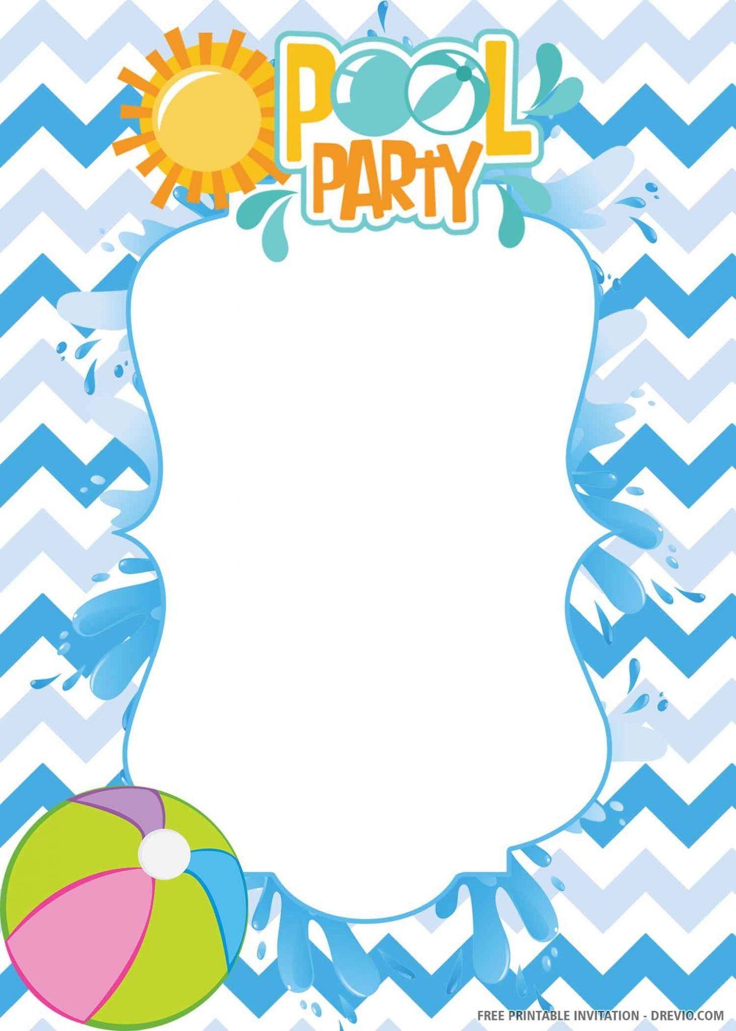 Free Printable) – Pool Party Birthday Invitation Templates inside Blank Free Printable Pool Party Invitations Templates