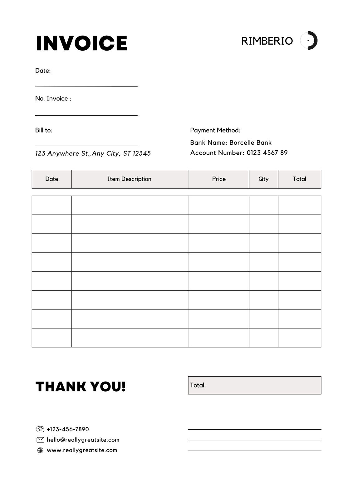 Free, Printable, Professional Invoice Templates To Customize | Canva in Invoice Templates Free Printable