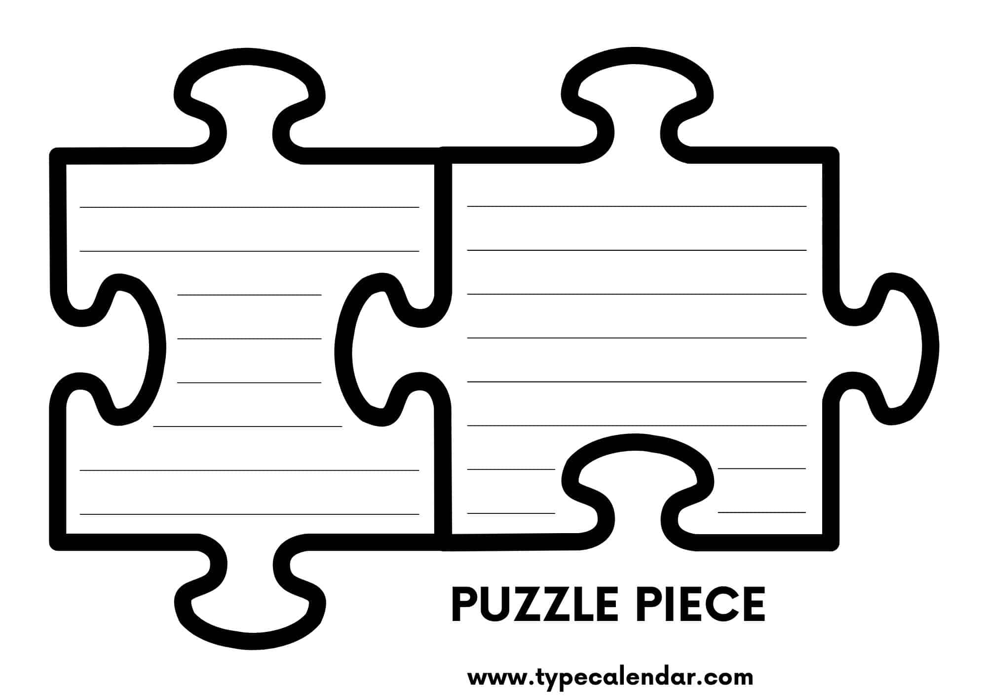 Free Printable Puzzle Piece Templates [Pdf] 4, 12, 24 Piece with Printable Puzzle Piece Template
