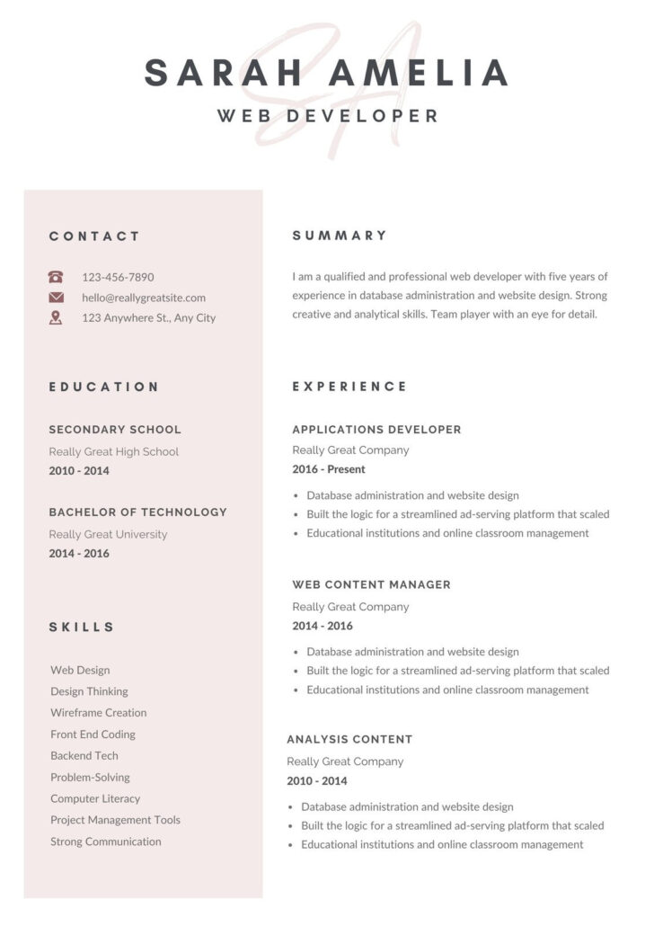 Resume Templates Free Printable