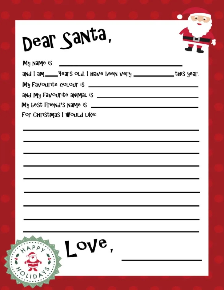 Free Printable Dear Santa Letter Templates