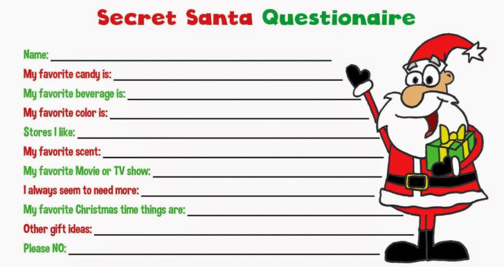 Secret Santa Template Printable