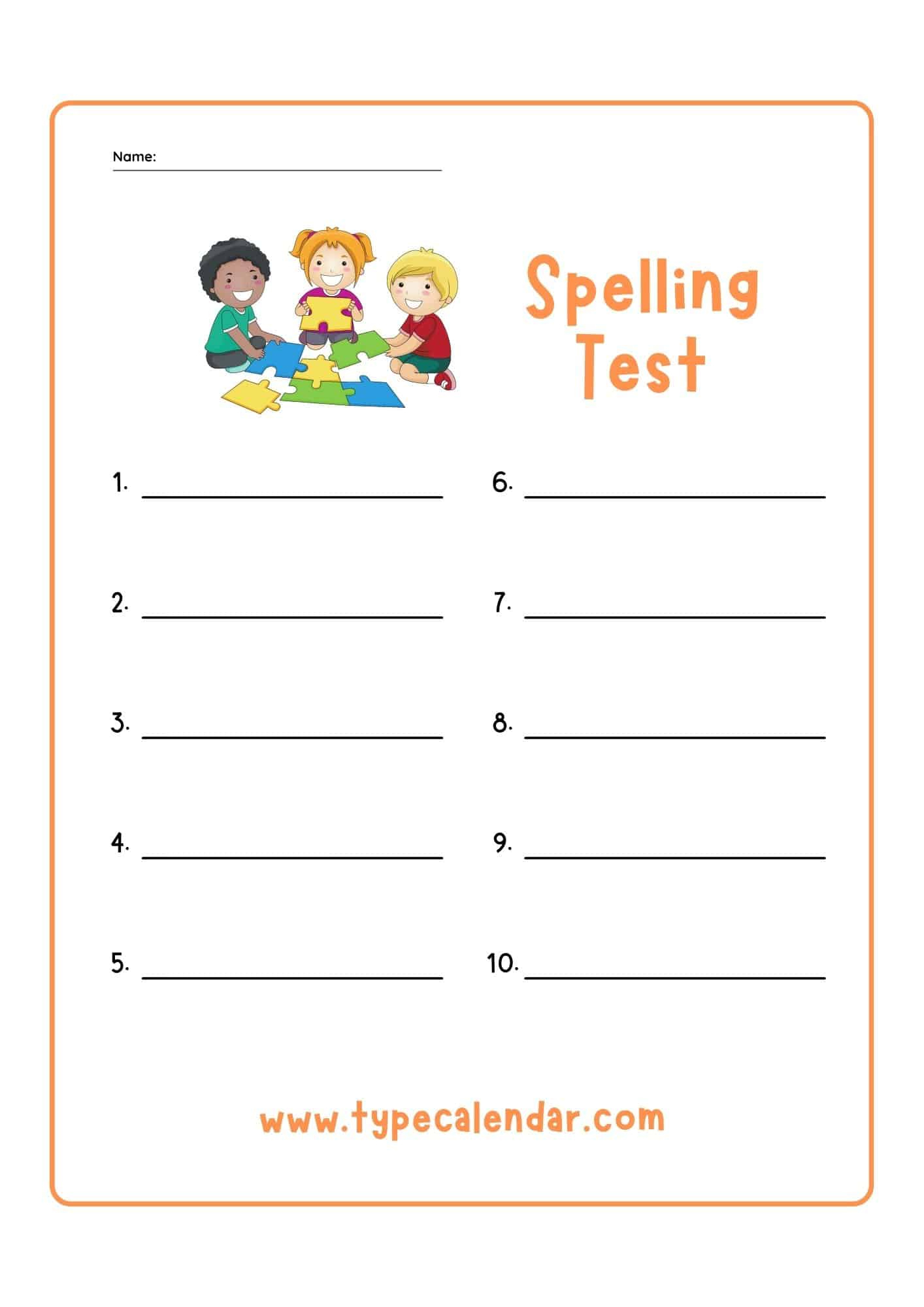 Free Printable Spelling Test Templates [Pdf] 10, 15, 20, 25 Words within Free Printable Spelling Test Template