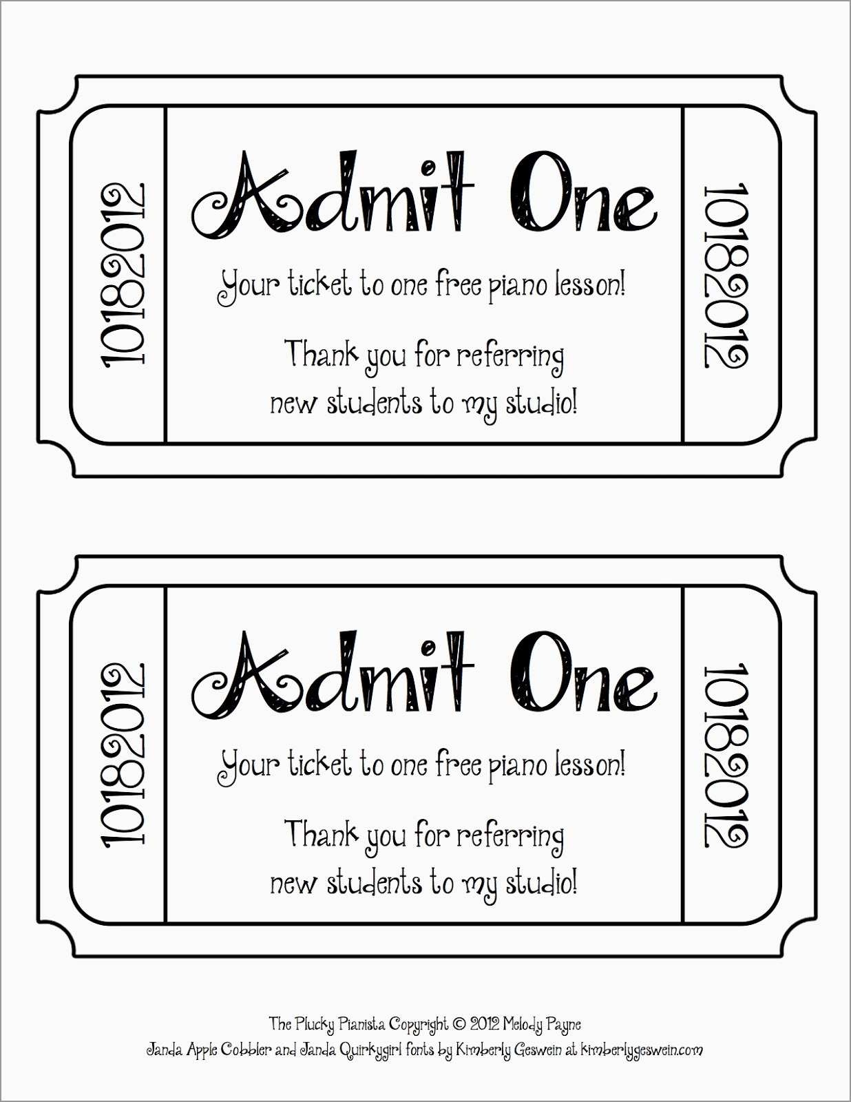 Free Printable Ticket Templates for Free Printable Admission Ticket Template