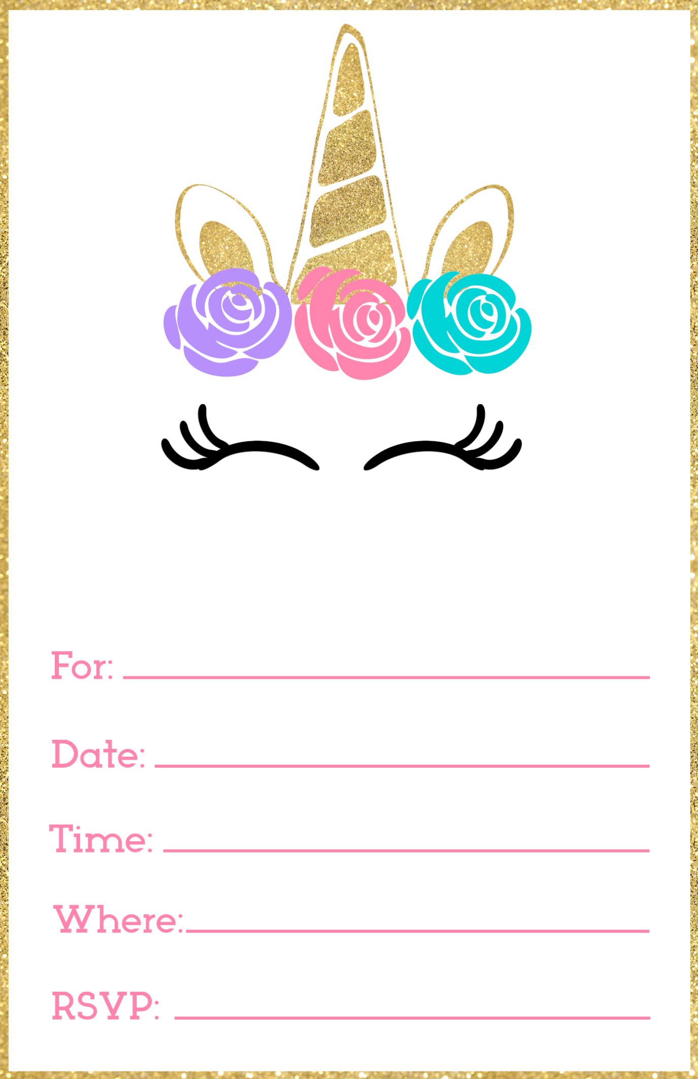 Free Printable Unicorn Invitations Template - Paper Trail Design with Free Printable Party Invitation Templates