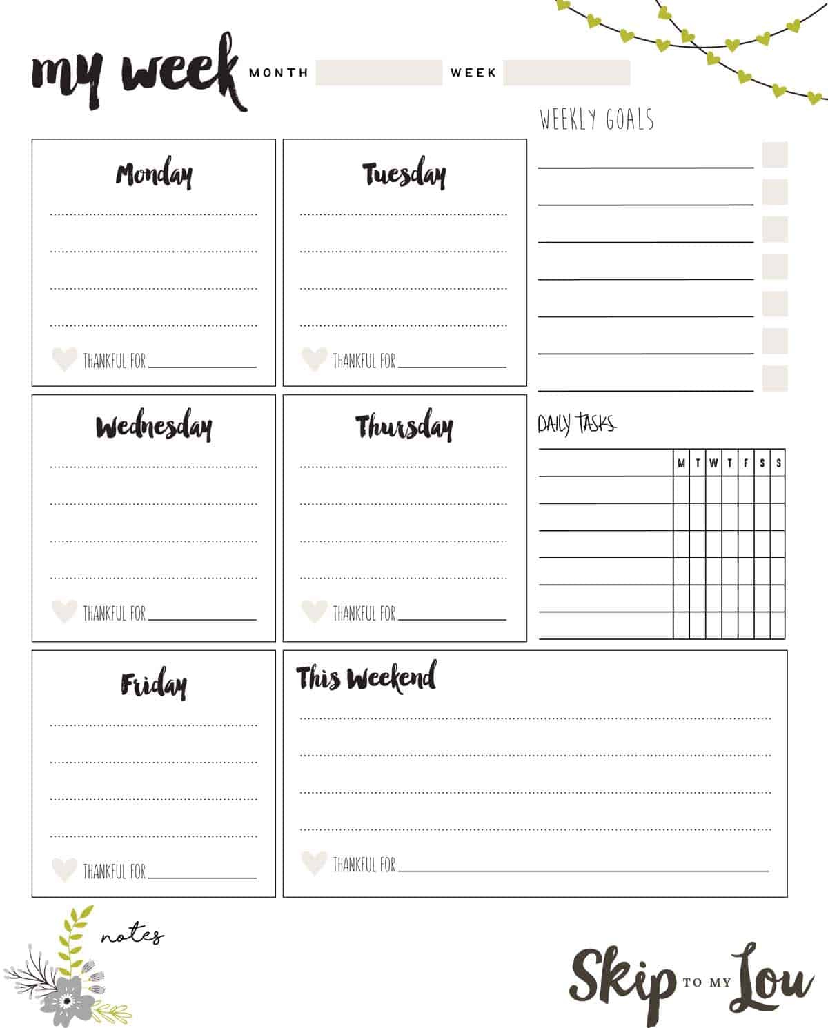 Free Printable Weekly Planner | Skip To My Lou regarding Free Weekly Planner Template Printable