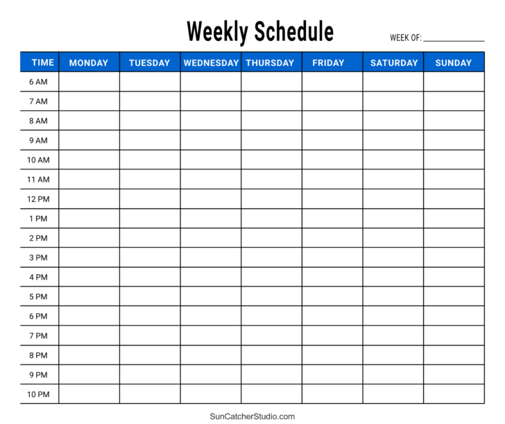 Weekly Schedule Template Printable