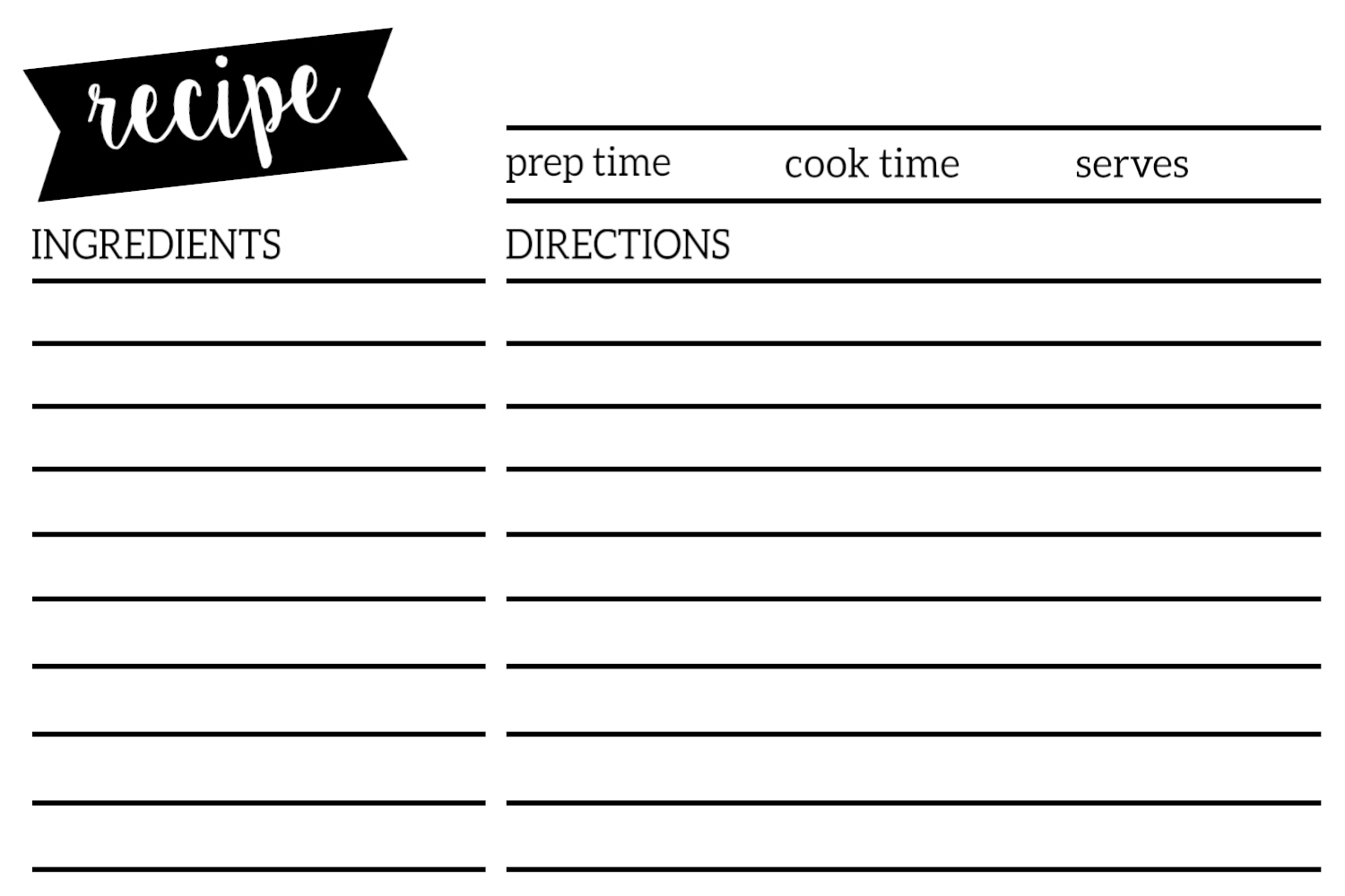 Free Recipe Card Template Printable - Paper Trail Design intended for Printable Recipe Cards Template Free