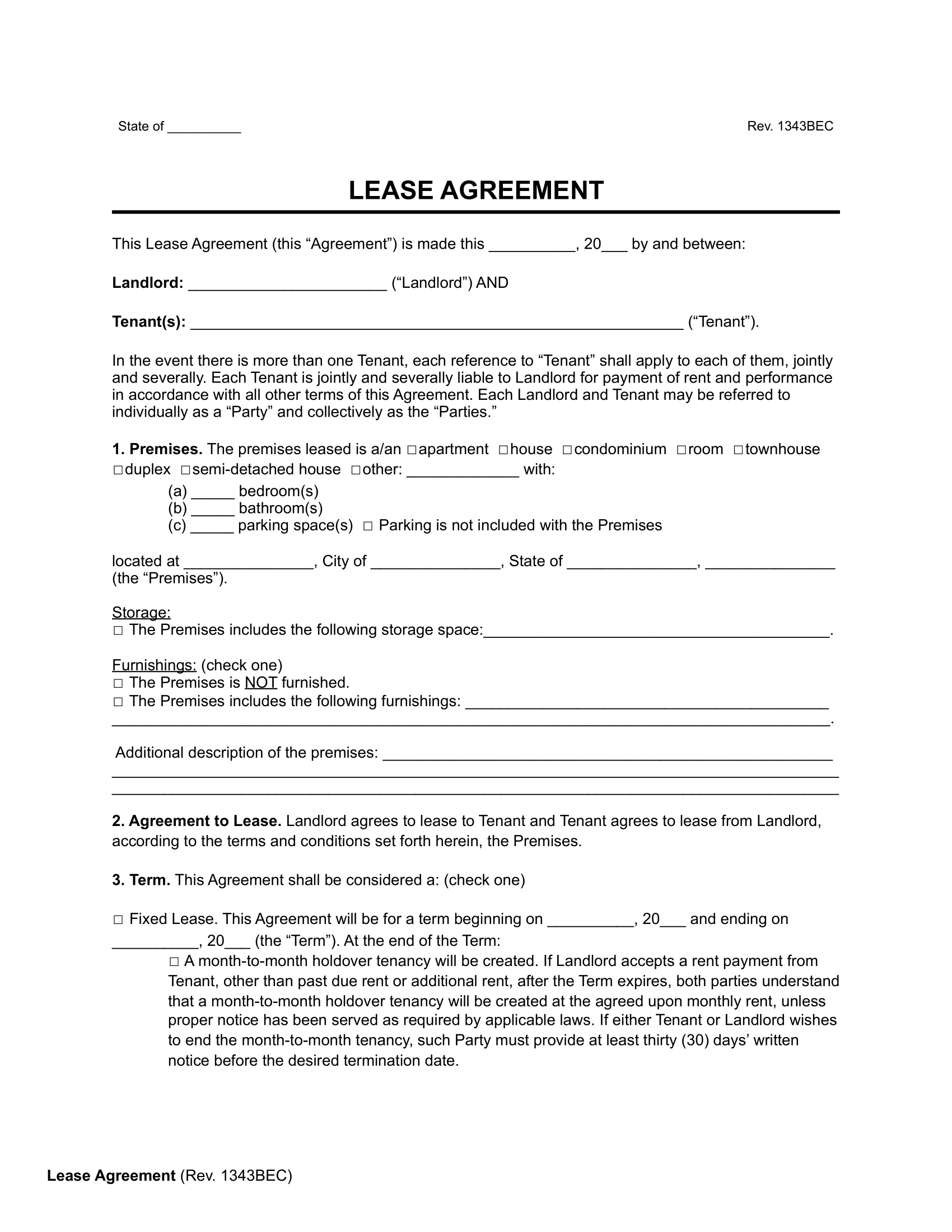 Free Rental &amp;amp; Lease Agreement Templates | Pdf &amp;amp; Word throughout Printable Lease Agreement Template