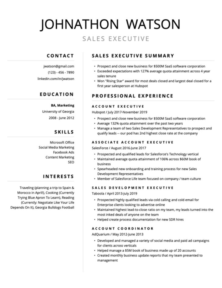 Free Resume Templates Printable