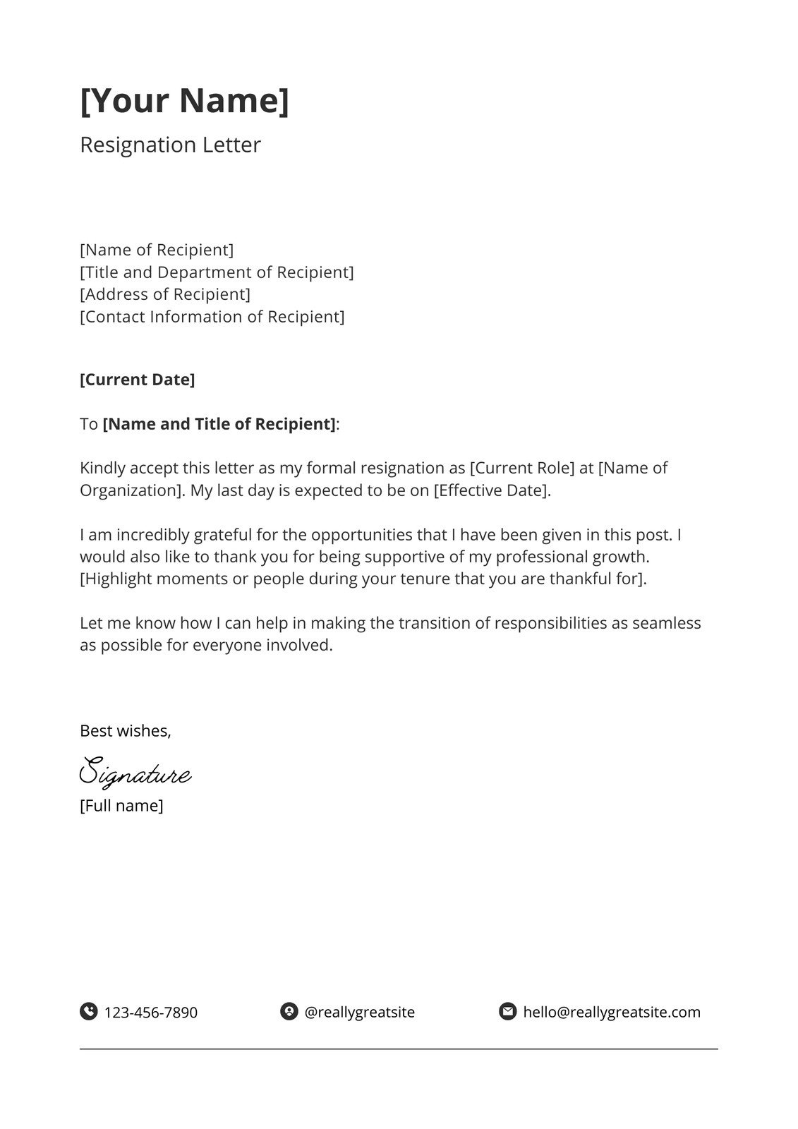 Printable Resignation Letter Template Printable Templates