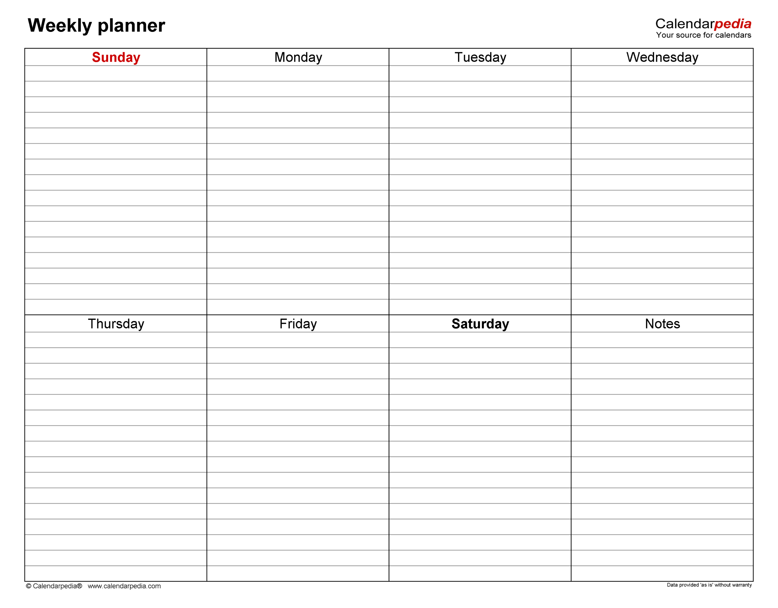 Free Weekly Planners In Pdf Format - 20+ Templates pertaining to Free Weekly Planner Template Printable