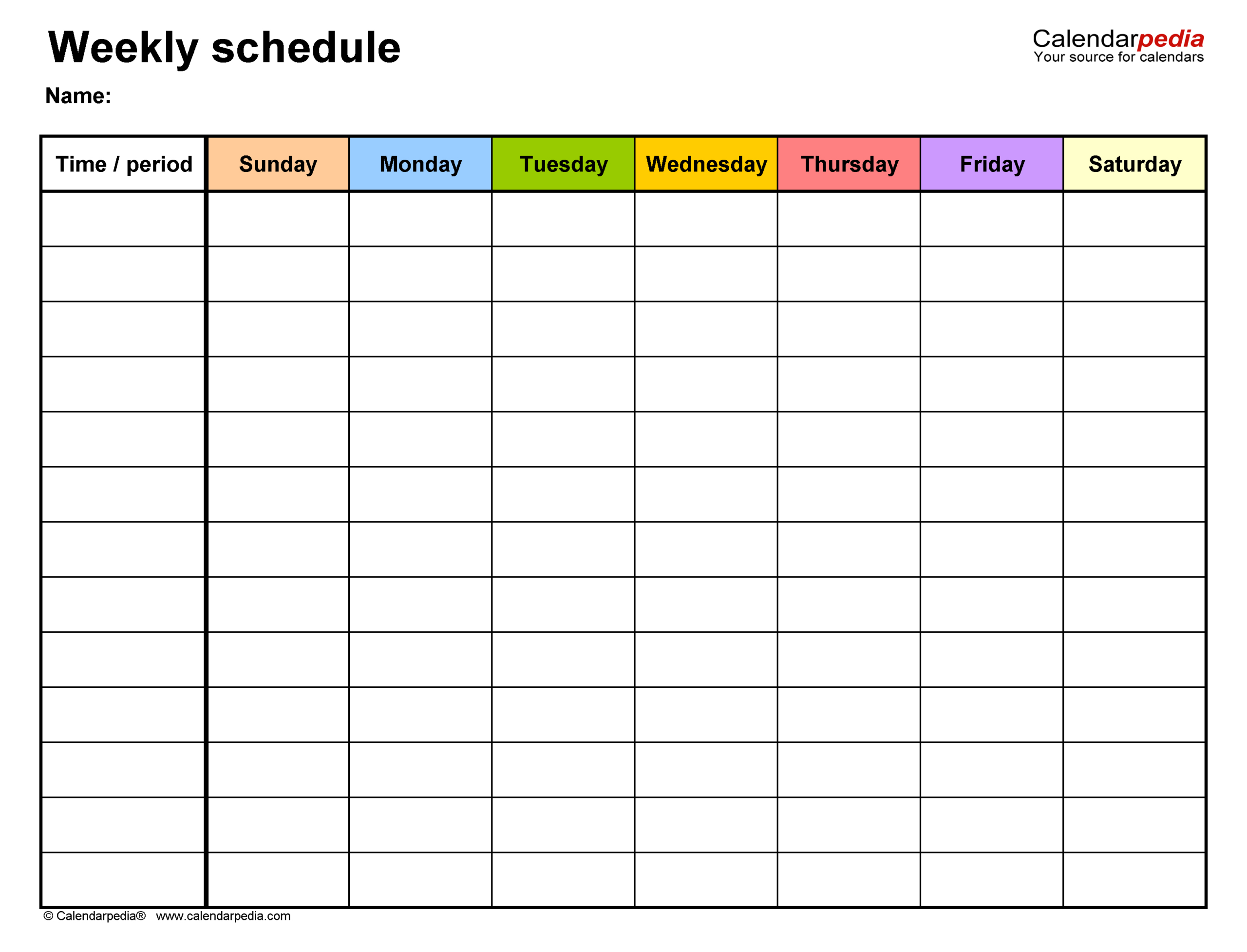 Free Weekly Schedules For Word - 24 Templates throughout Fill In Blank 7 Day Printable Weekly Schedule Template