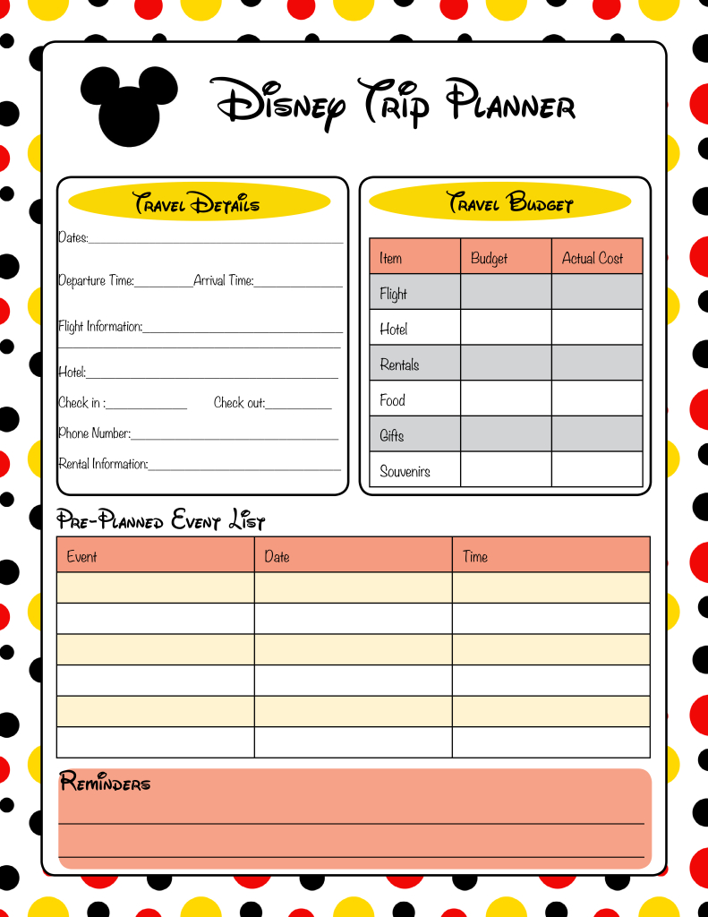 Get Ready For Your Disney Vacation - Free Printable Disney intended for Printable Disney Planner Template