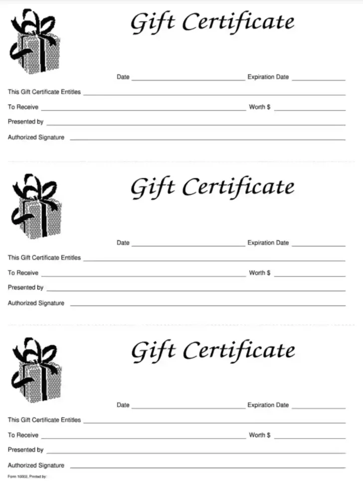 Printable Downloadable Gift Certificate Template