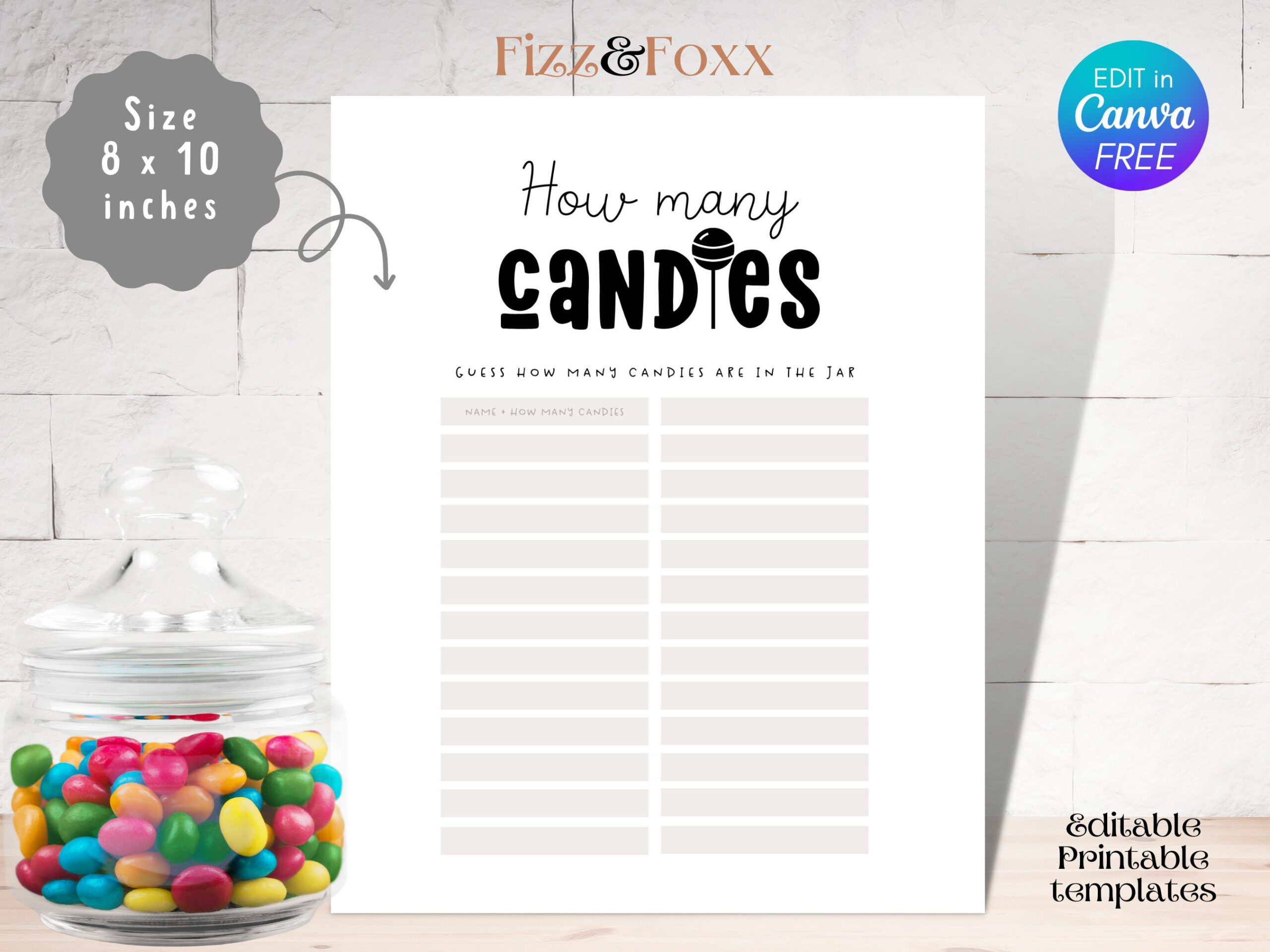 Free Printable Guess How Many Sweets in the Jar Template | Printable ...