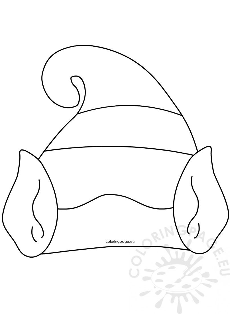 Hat With Elf Ears Template Printable | Coloring Page with Elf Hat Printable Template