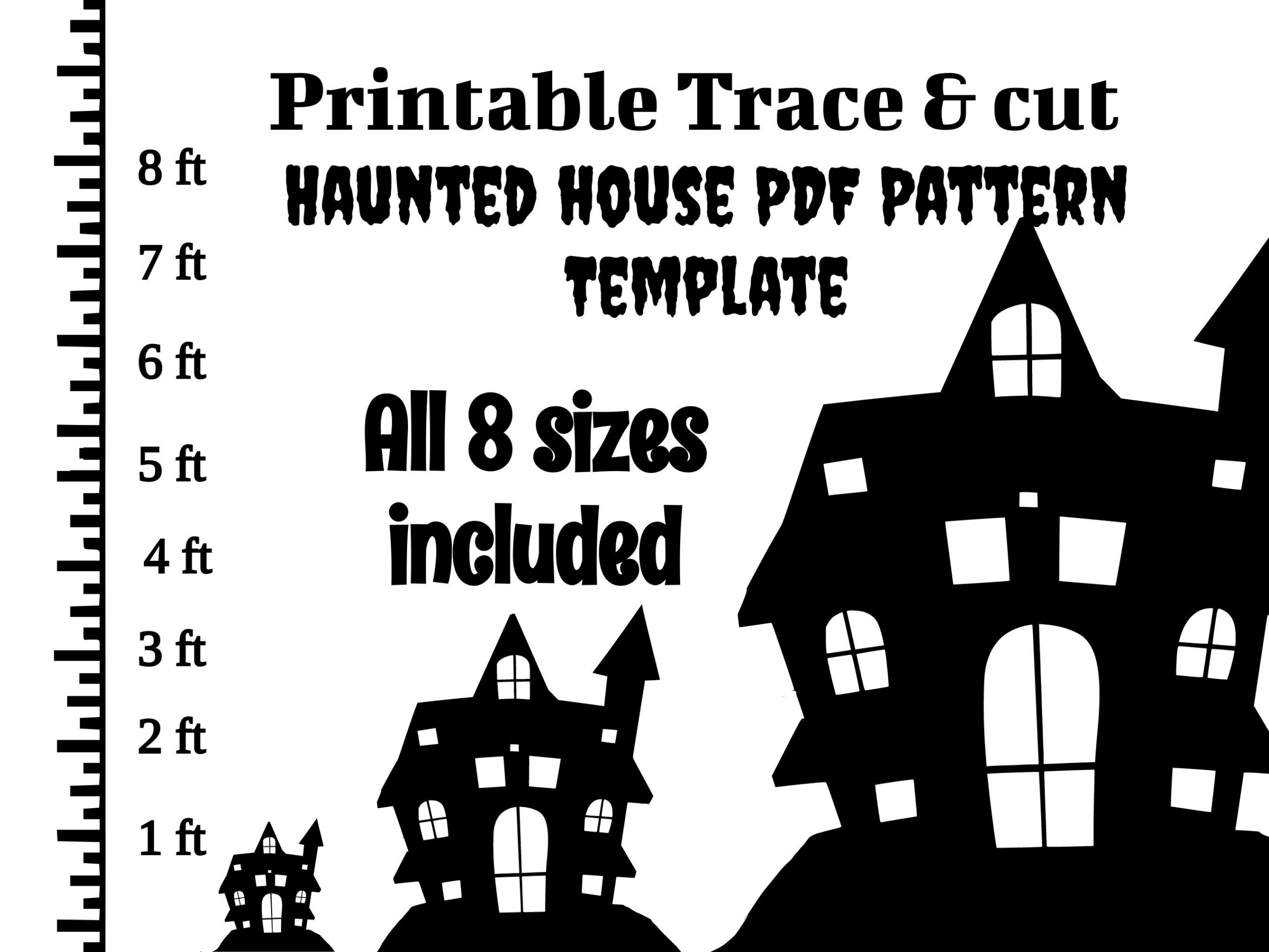 Haunted House Template, Digital Pdf Template , 1Ft To 8Ft within Haunted House Template Printable