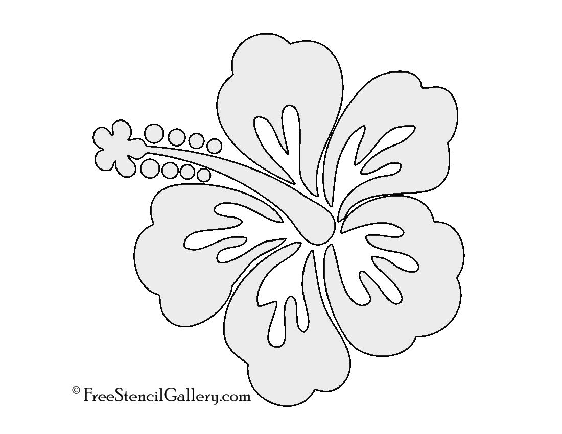 Hibiscus Flower Stencil for Printable Hawaiian Flower Template