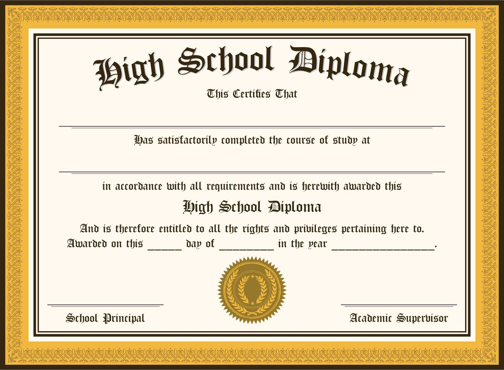 High School Diploma - 6 Free Pdf Printables | Printablee inside Free Printable High School Diploma Template with Seal