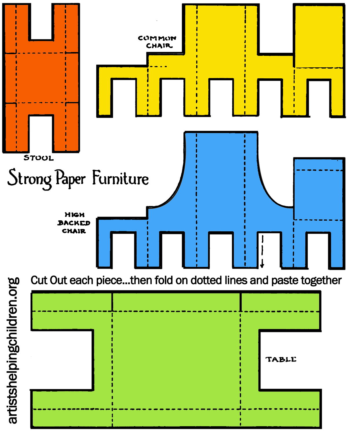 How To Make A Paper Doll House Table &amp;amp; Chairs - Kids Crafts throughout Printable 3D Paper Furniture Templates