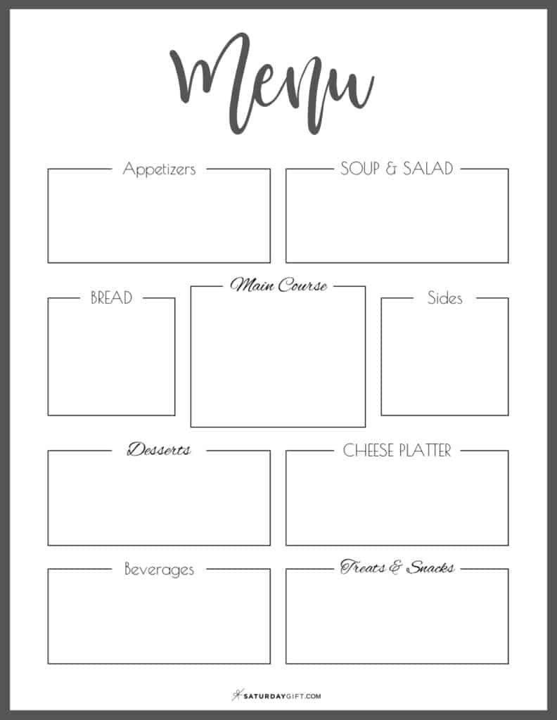 How To Plan The Menu For Your Party + Pretty Printable Menu Planner for Menu Templates Free Printable