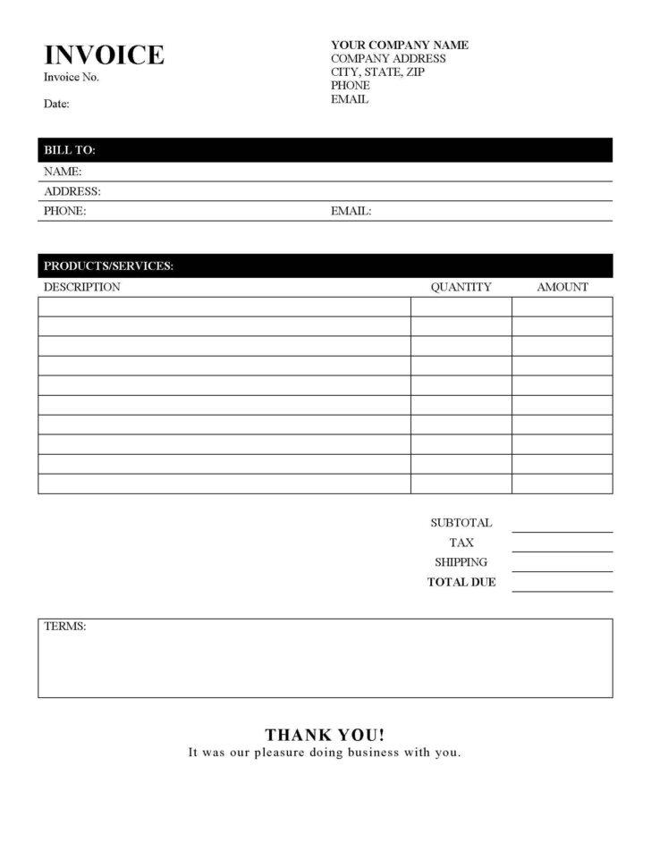 Printable Billing Invoice Template