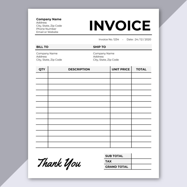 Free Invoice Template Printable