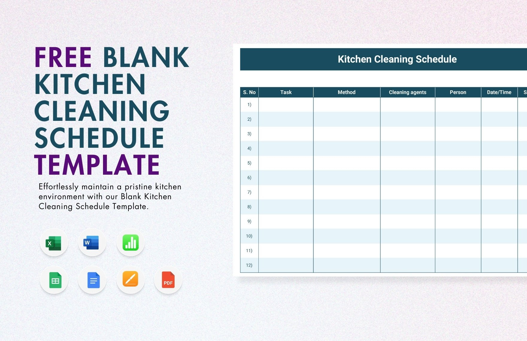 Kitchen Cleaning Schedule Templates In Excel - Free Download pertaining to Printable Commercial Kitchen Cleaning Schedule Template