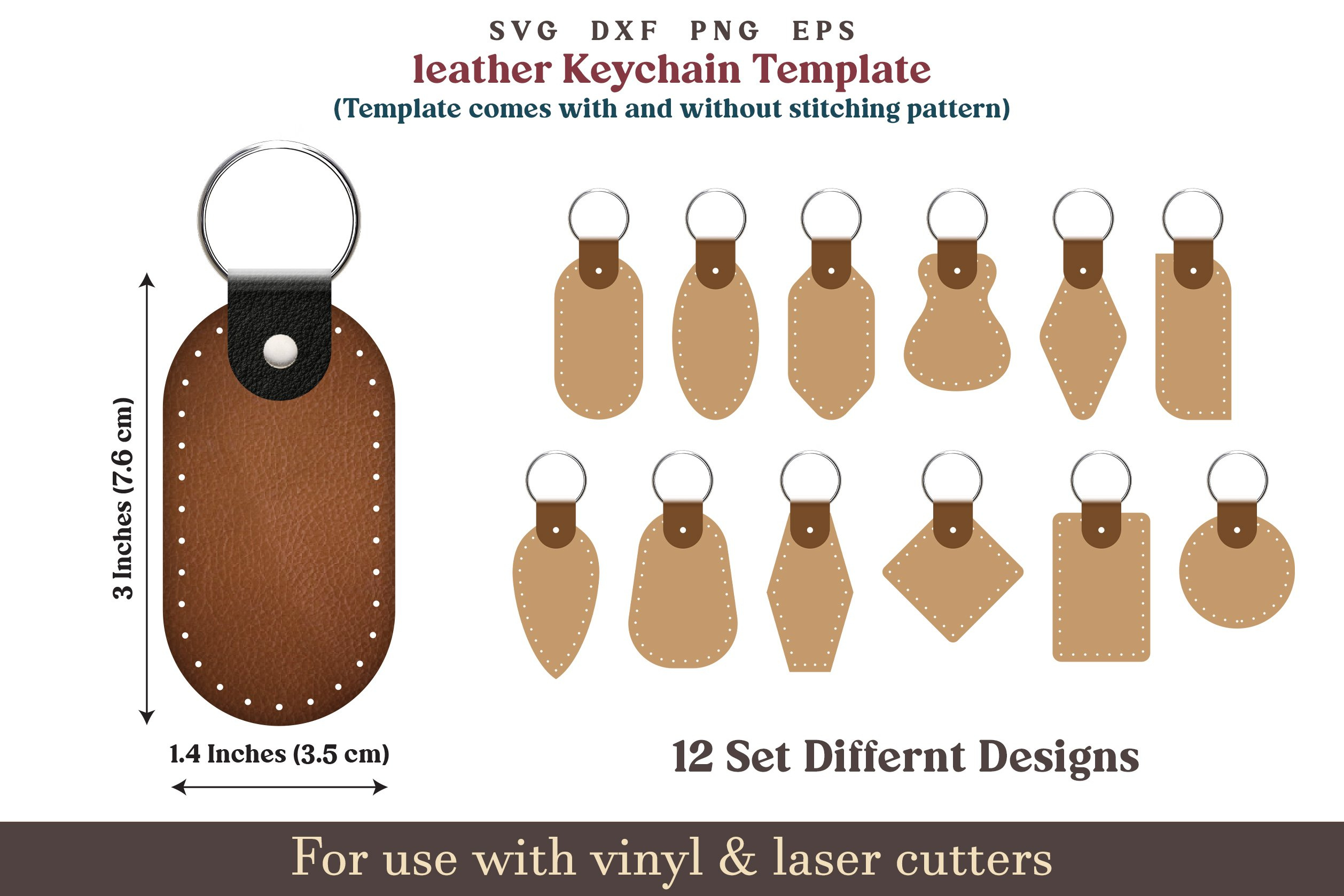 Leather Keychain Template Svg, 12 Set Key Fob Pattern Bundle pertaining to Free Printable Leather Keychain Template