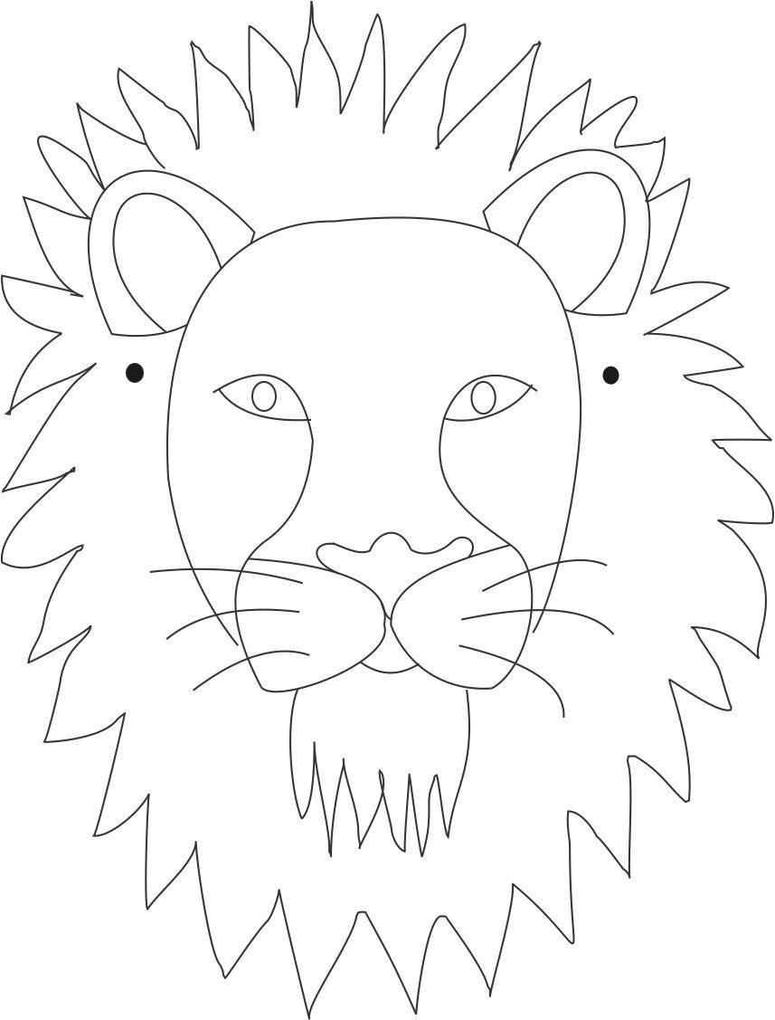 Lion Mask Printable Coloring Page For Kids intended for Lion Face Template Printable