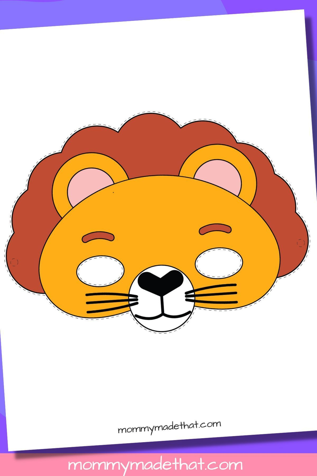 Lion_Face:lion Mask Templates (Free Printables) for Lion Face Template Printable