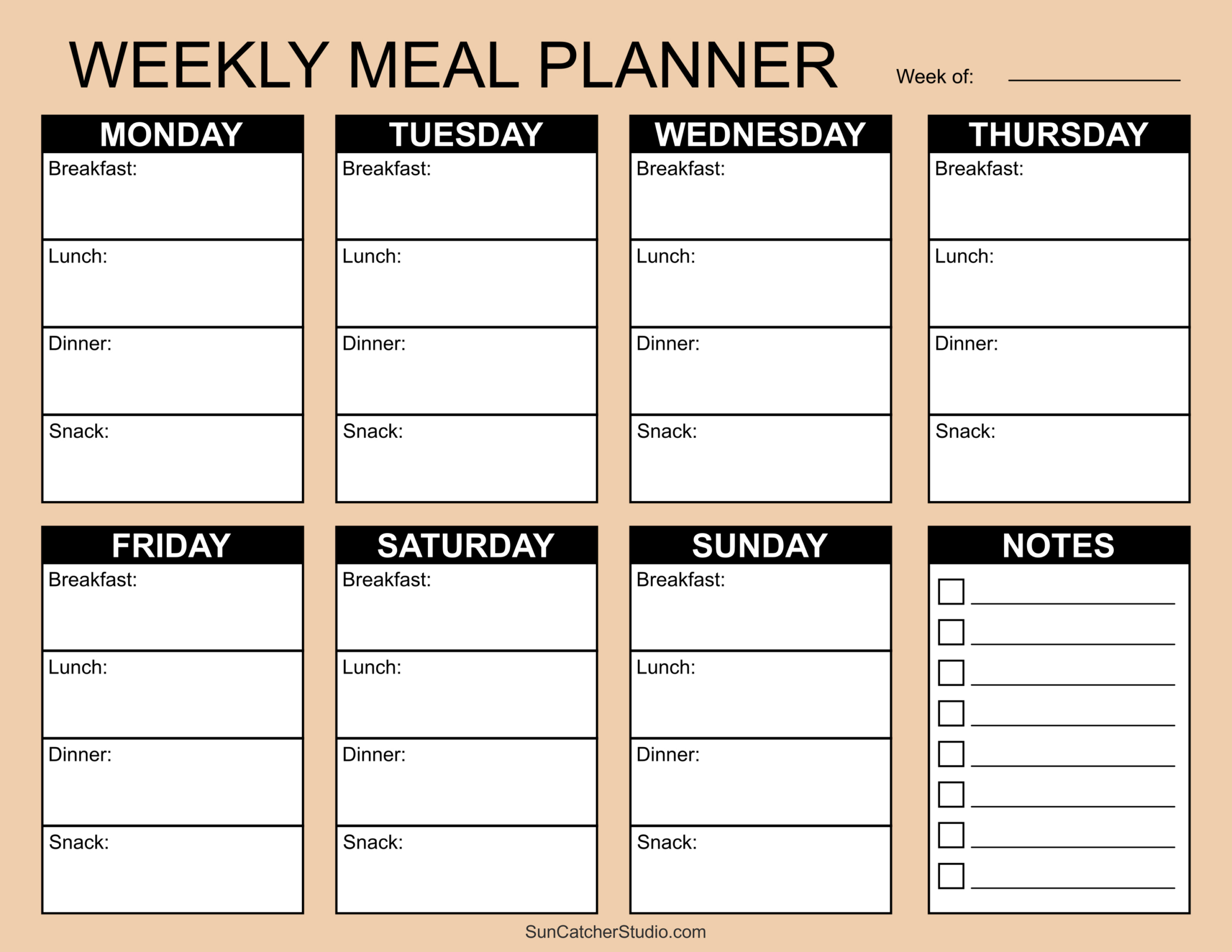 Meal Planners: Printable Weekly Menu Templates (Pdf) – Diy in Meal Plan Template Printable