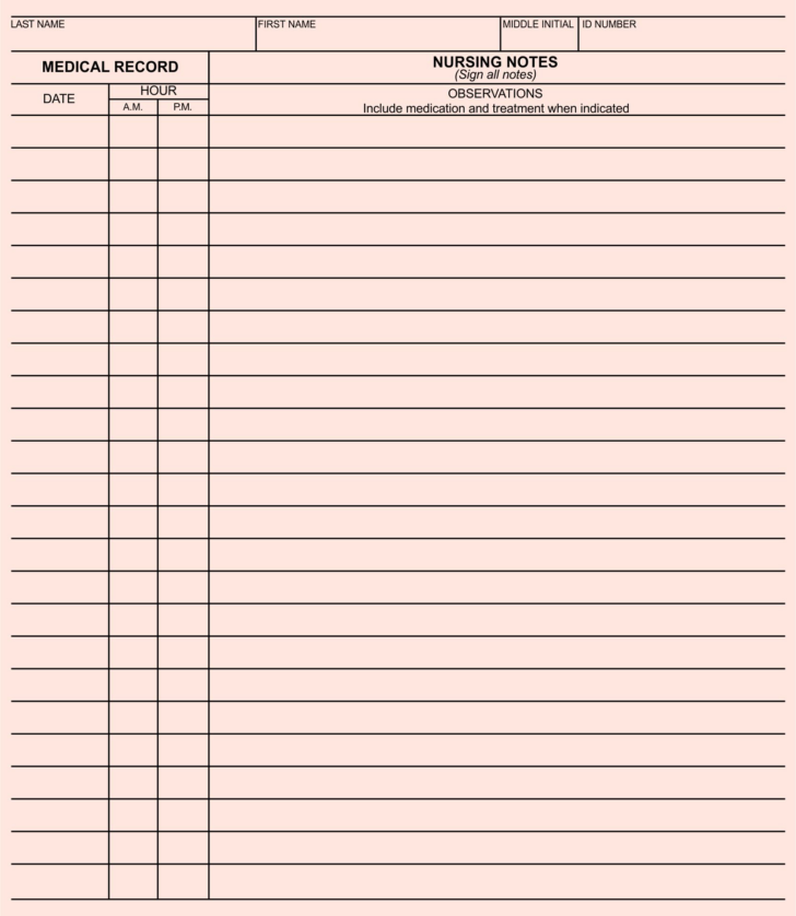 Printable Nurses Notes Template