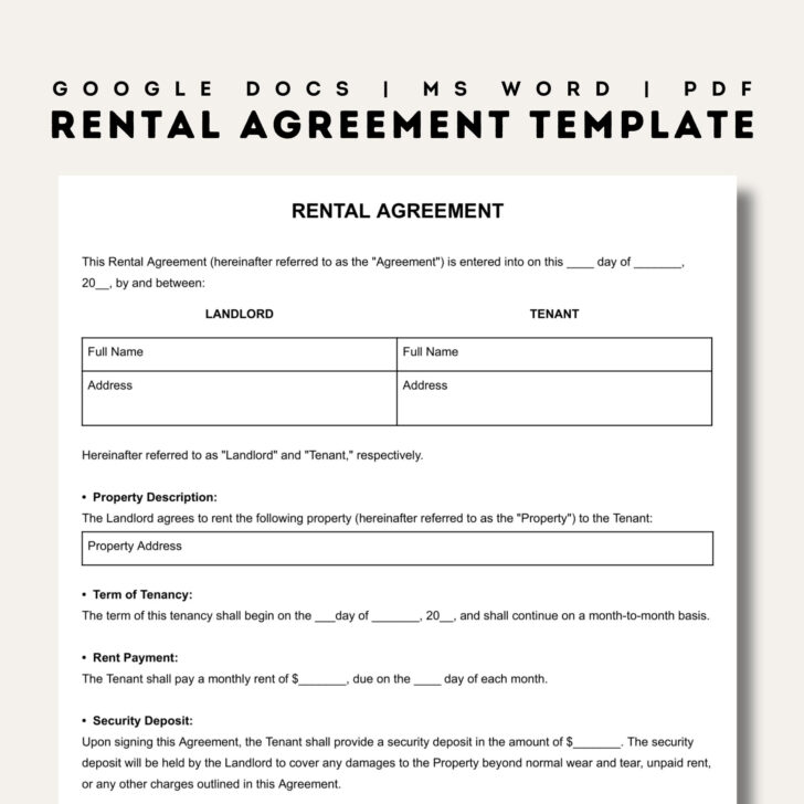 Printable Simple Lease Agreement Template